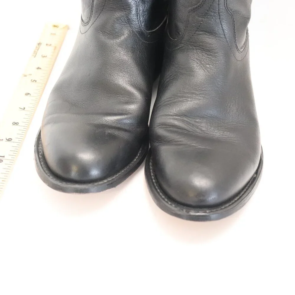 Old West Black Leather Western Men's Cowboy Boots Size 9.5 EE Made in India‎